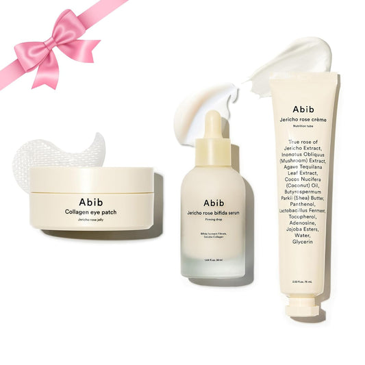 Abib Jericho Rose Barrier & Hydration Set – Collagen Eye Patch for Wrinkles & Fine Line with Jericho Rose Jelly, Serum & Face Cream