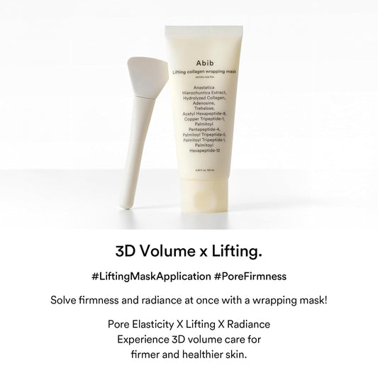 Abib Lifting Collagen Wrapping Mask Jericho Rose Film 3.38 fl oz, Includes Applicator, Peel-Off Face Mask, Peptides and Hydrolyzed Collagen, Improves Elasticity and Pore Appearance, Korean Skincare