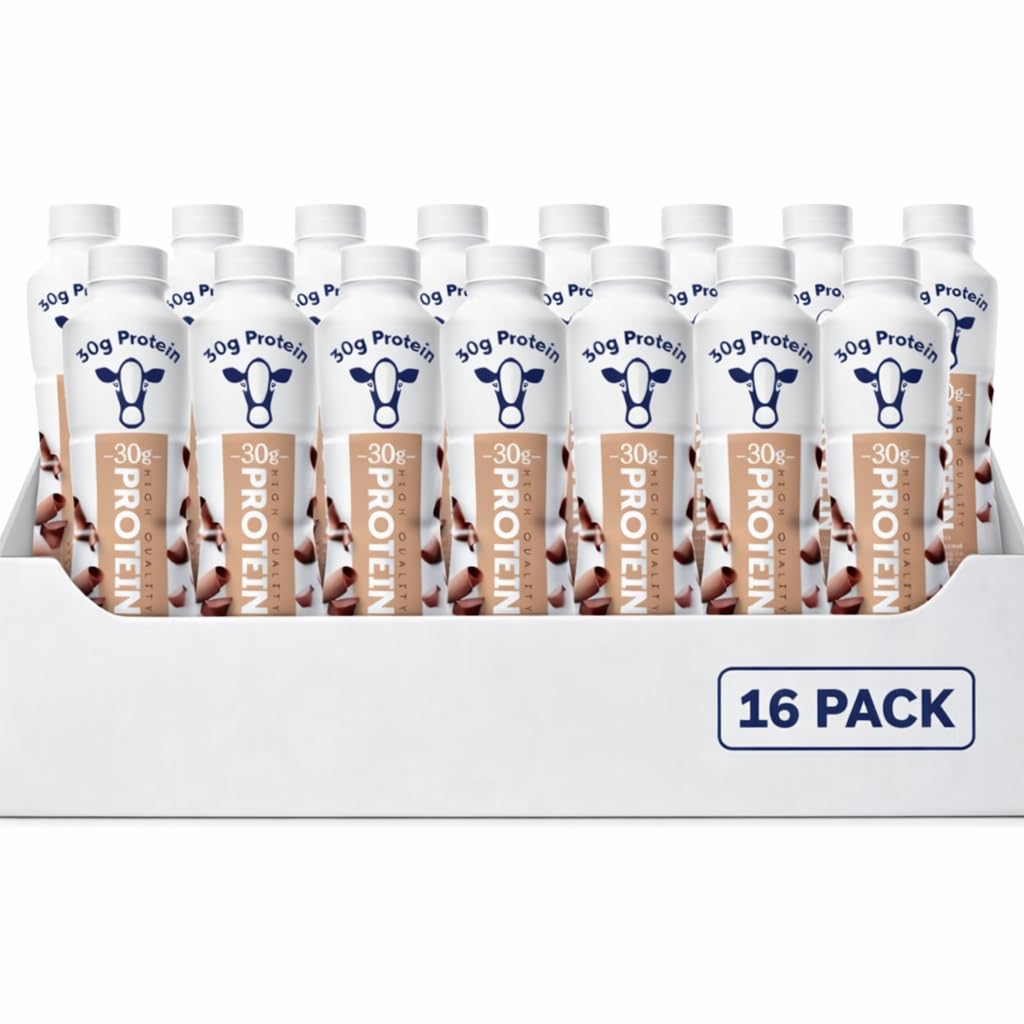 High Protein Chocolate Nutrition Shake (16, 11.5 Fl Oz) Pack - 30g Protein Per Botle Only 2g Sugar &150 Calories| Enriched With 8 Naturally Occouring Vitamins &Minerals | Ready-to-Drink, Lactose free.