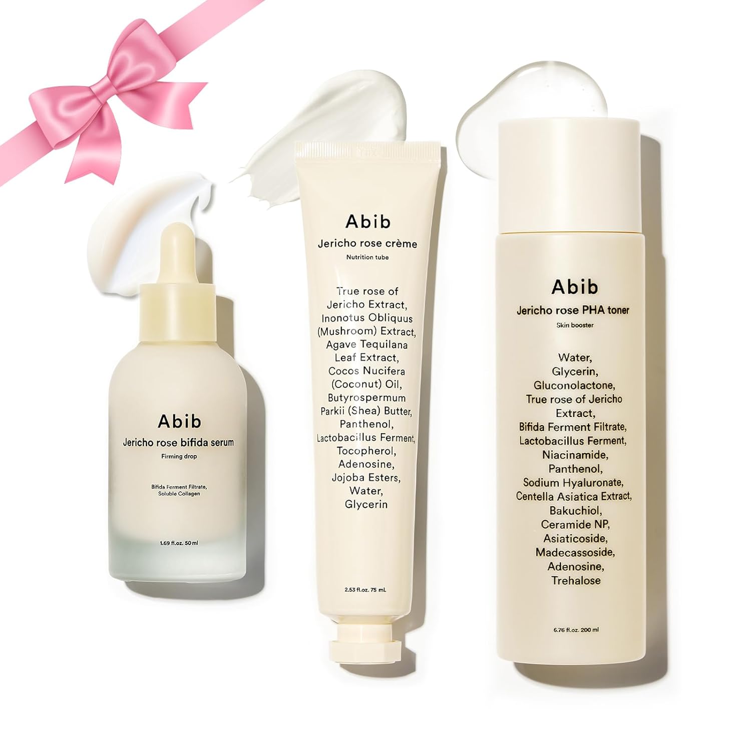Abib Jericho Rose 3-Step Skincare Set – PHA Toner, Firming Bifida Serum & Cream for Dry Skin