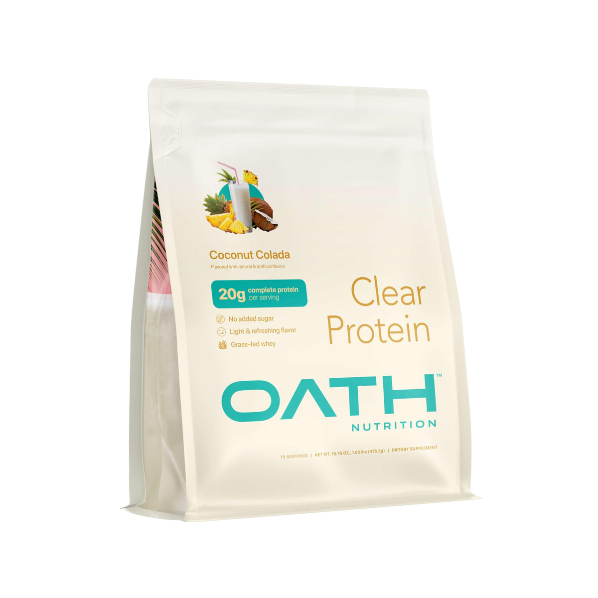 Oath Nutrition Clear Whey Isolate Protein Powder, Kiwi Strawberry, 20g Complete Protein per Serving, No Added Sugar, Grass-Fed, 21 Servings