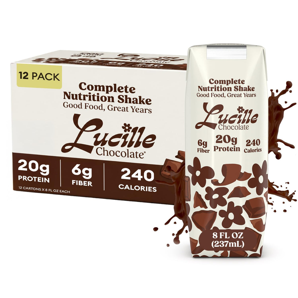 Lucille Meal Replacement Shake for Adults, Vanilla, 8 oz, 24 Pk