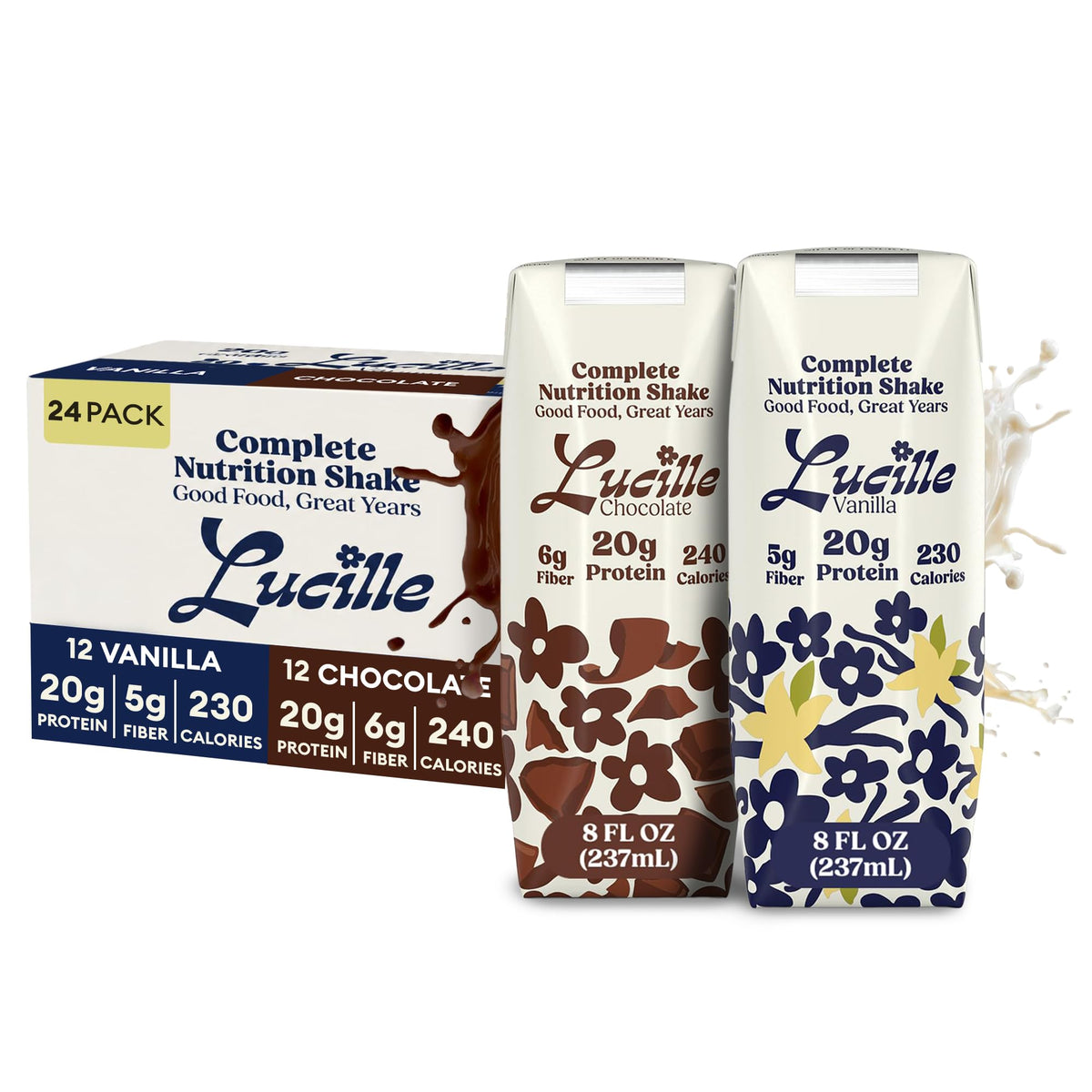 Lucille Meal Replacement Shake for Adults, Vanilla, 8 oz, 24 Pk