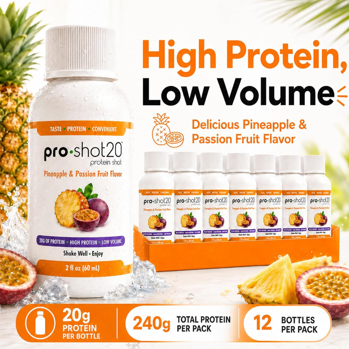 Pro-Shot20 Protein Shots, 20g, Ready to Drink, 12-Pack